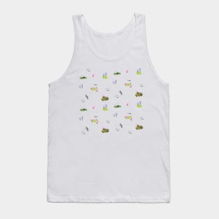 Lotus Flowers and Dragonflies Summer Pattern Tank Top